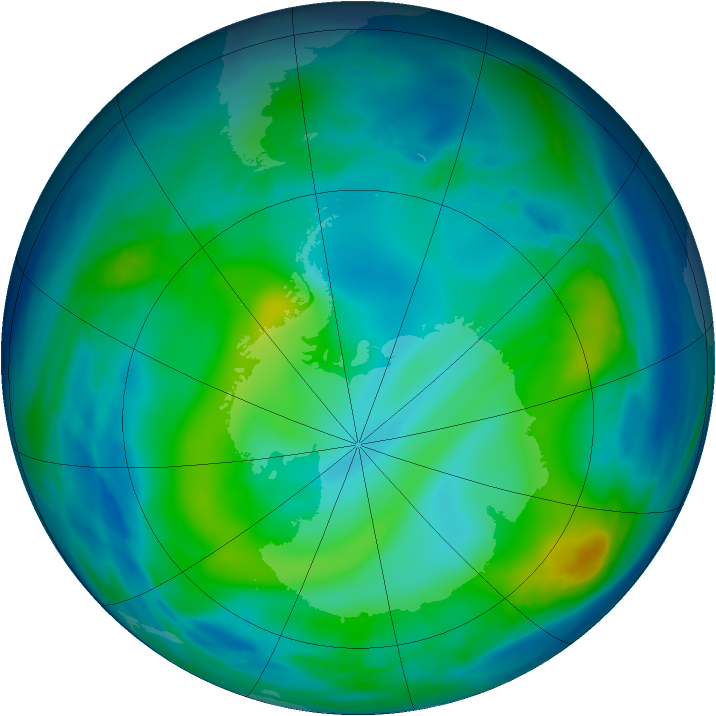 Antarctic ozone map for 04 June 2006